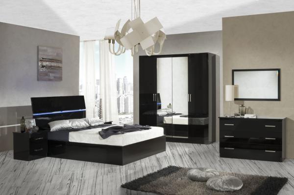 Product photograph of Simona Black Italian 4 Door Wardrobe With Mirrors from Choice Furniture Superstore.